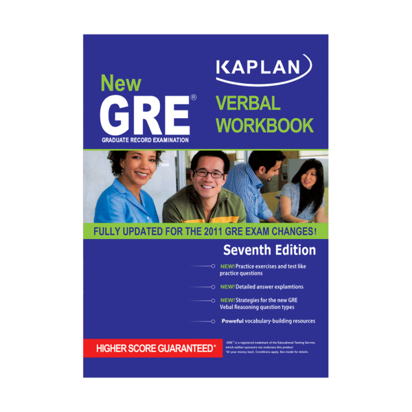 خرید کتاب آزمون نیو جی ار ای وربال ورک بوک کاپلان ویرایش هفتم  New GRE Verbal Workbook KAPLAN Seventh Edition برای آزمون Gre (جی ار ای)