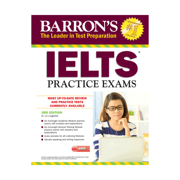 قیمت و خرید کتاب Barrons IELTS Practice Exams 3rd + CD - کتاب آزمون بارونز آیلتس پرکتیس اگزم ویرایش سومبه همراه سی دی  برای آزمون آیلتس